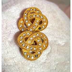 Rhinestone Adorned Twisted Knot Clip-On Earrings